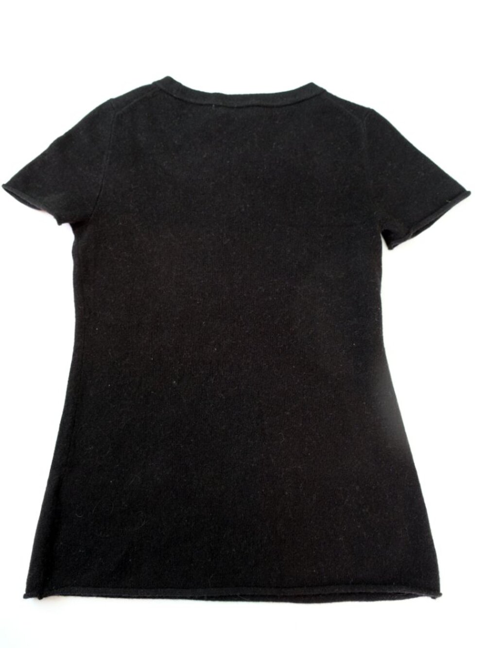 NEW J. CREW 100% Cashmere Short Sleeve Sweater XS Black Crewneck T-shirt - Picture 3 of 3